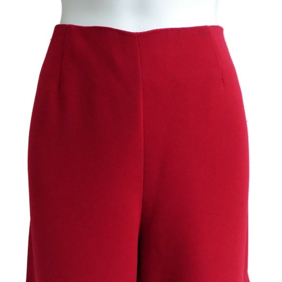 DiSCo Cache Red Wide Leg Pants Lined High Slits Side Zipper USA 10 - Picture 4 of 9